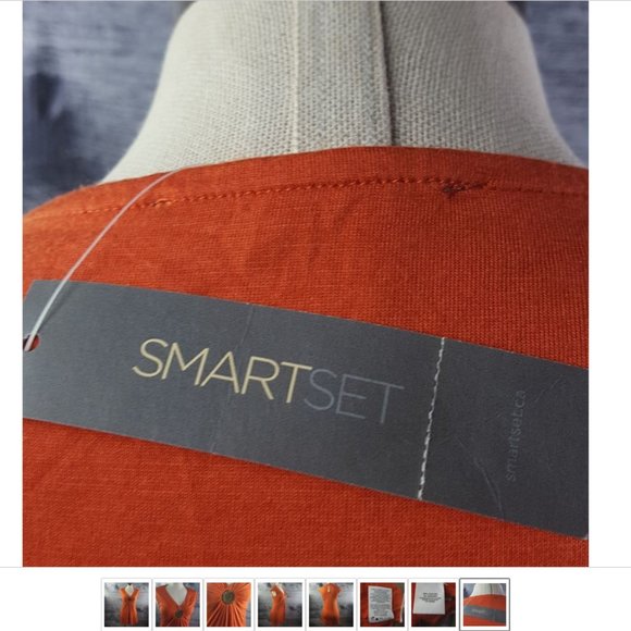 NWT Smart Set Orange V Neck Embellished Circle Gathered Tunic Tops Blouse sz S - Picture 8 of 9